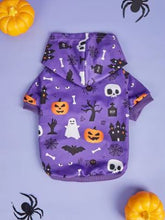 Load image into Gallery viewer, Spooky Halloween Pet Hoodie – Purple Trick-or-Treat Edition