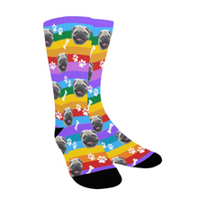 Load image into Gallery viewer, Custom Rainbow Dog Photo Socks