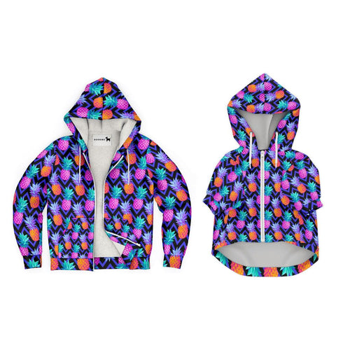 Matching Dog and Owner Hoodies - Purple Pineapple Pawty