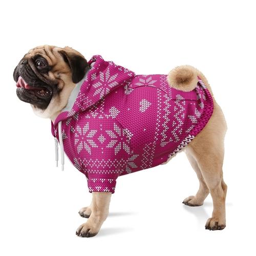 Ugly Christmas Sweater Dog Hoodie pink