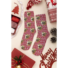 Load image into Gallery viewer, Your Dogs Face Personalised Christmas Socks - Red