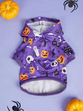 Load image into Gallery viewer, Spooky Halloween Pet Hoodie – Purple Trick-or-Treat Edition
