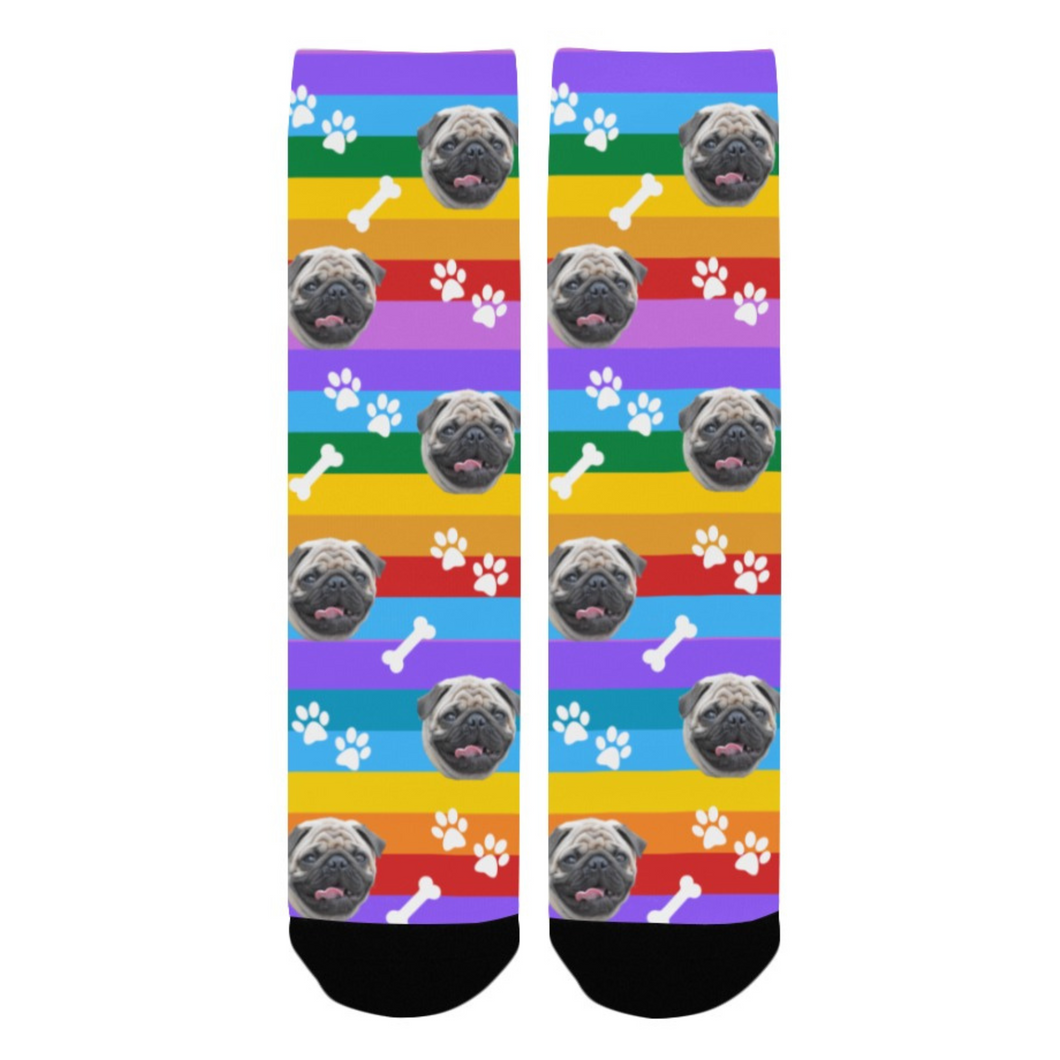 Custom Rainbow Dog Photo Socks