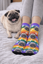 Load image into Gallery viewer, Custom Rainbow Dog Photo Socks
