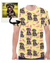 Load image into Gallery viewer, Men’s Custom Dog Photo T-Shirt: Flamingo Power
