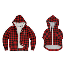 Load image into Gallery viewer, Matching Dog and Owner Zip Up Hoodie - Red Flanno
