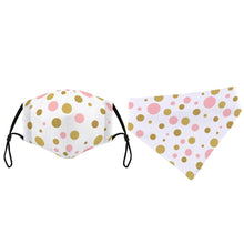 Load image into Gallery viewer, Face Mask and Dog Bandana - Pink and Gold Polka Dots
