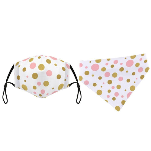 Face Mask and Dog Bandana - Pink and Gold Polka Dots