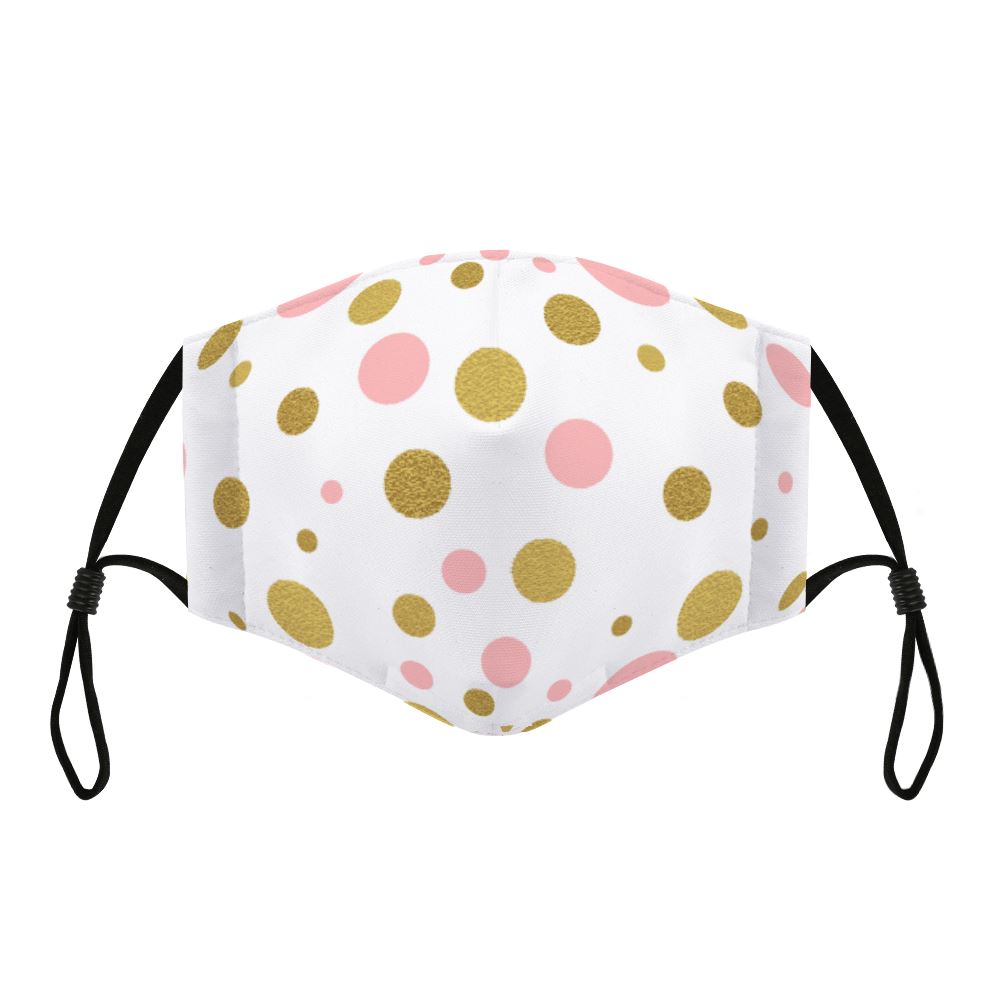 Face Mask and Dog Bandana - Pink and Gold Polka Dots