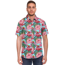 Load image into Gallery viewer, Matching Dog and Owner Flamingos in Paradise Shirt Set

