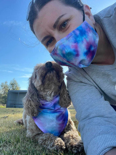 Matching Face Mask and Dog Bandana - Tie Dye