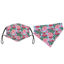 Load image into Gallery viewer, Matching Face Mask and Dog Bandana - Flamingos in Paradise

