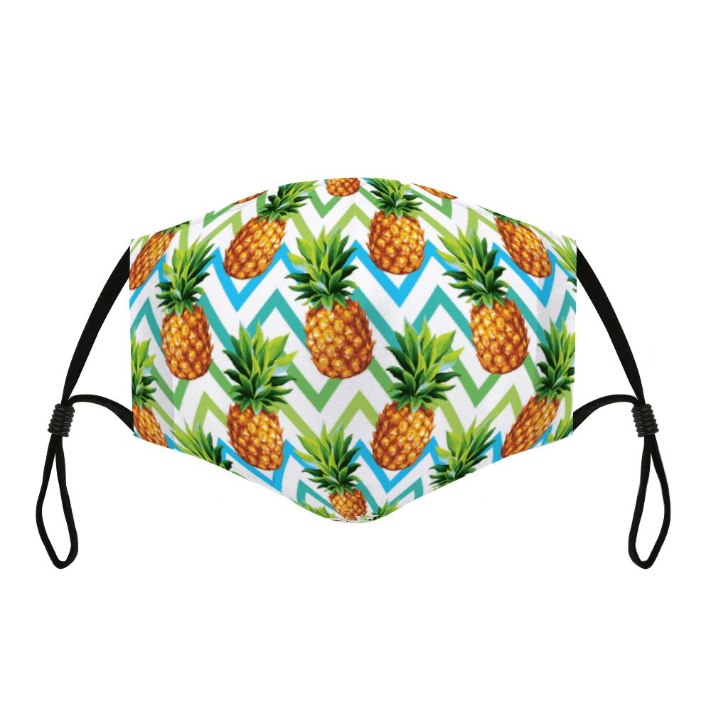 Matching Face Mask and Dog Bandana - Pineapples in Summer
