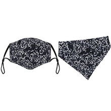Load image into Gallery viewer, Face Mask and Dog Bandana - Navy Lace
