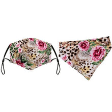 Load image into Gallery viewer, Face Mask and Dog Bandana - Leopard and Rose
