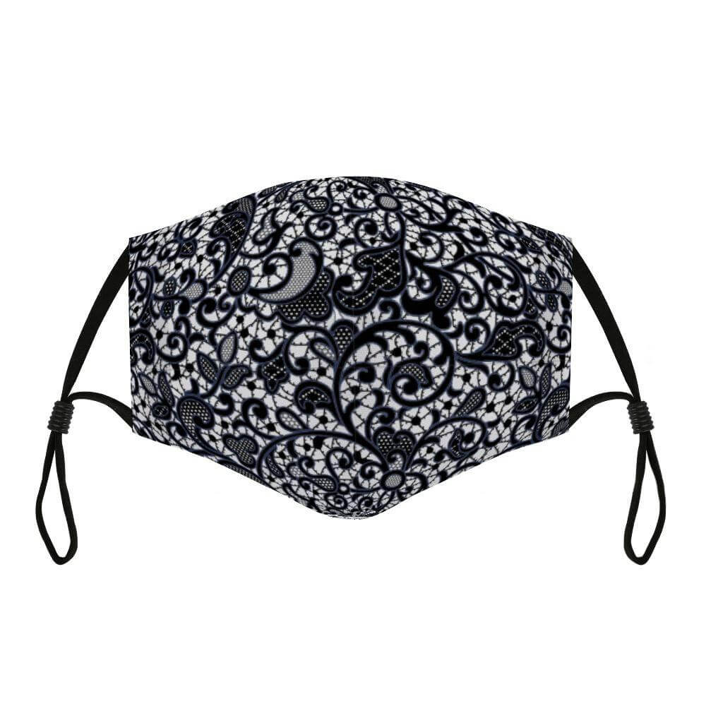 Face Mask and Dog Bandana - Navy Lace